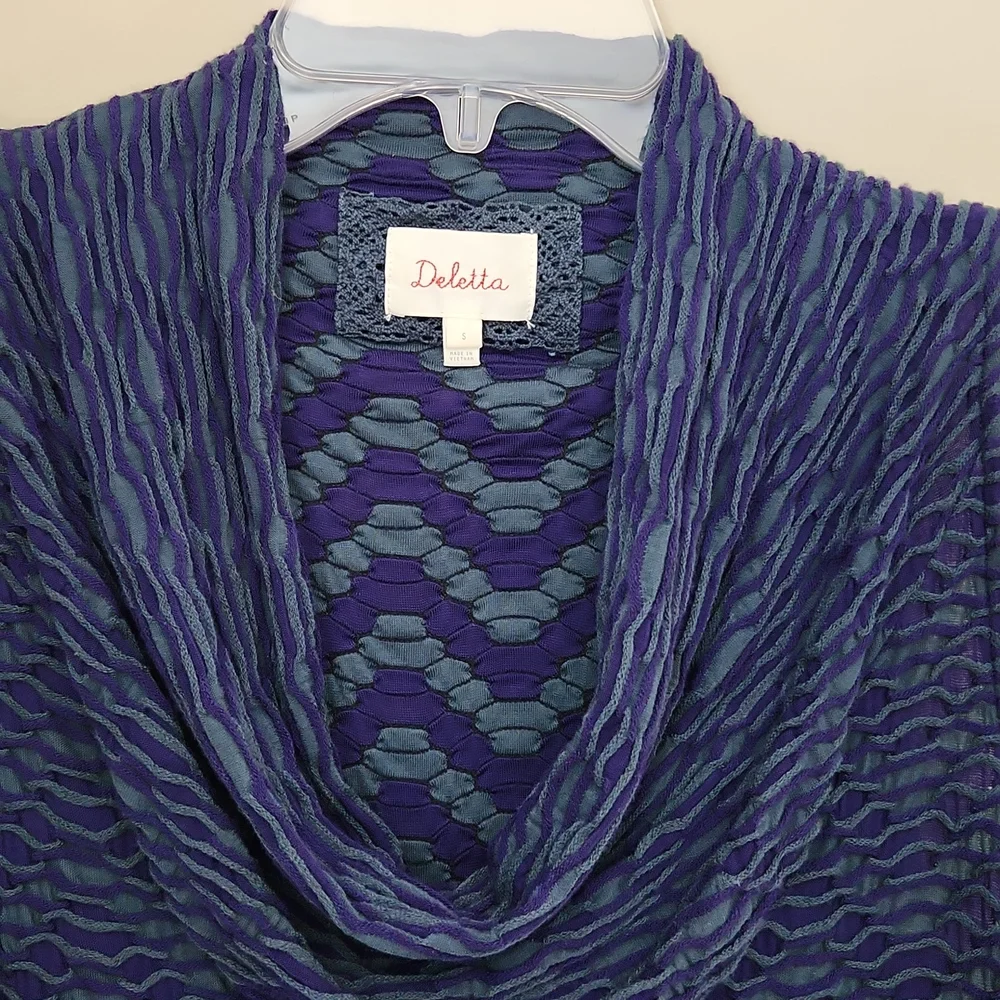 Deletta Cowl Neck Dressy Sleeveless Blouse Green, Purple Women's Small - Picture 3 of 10